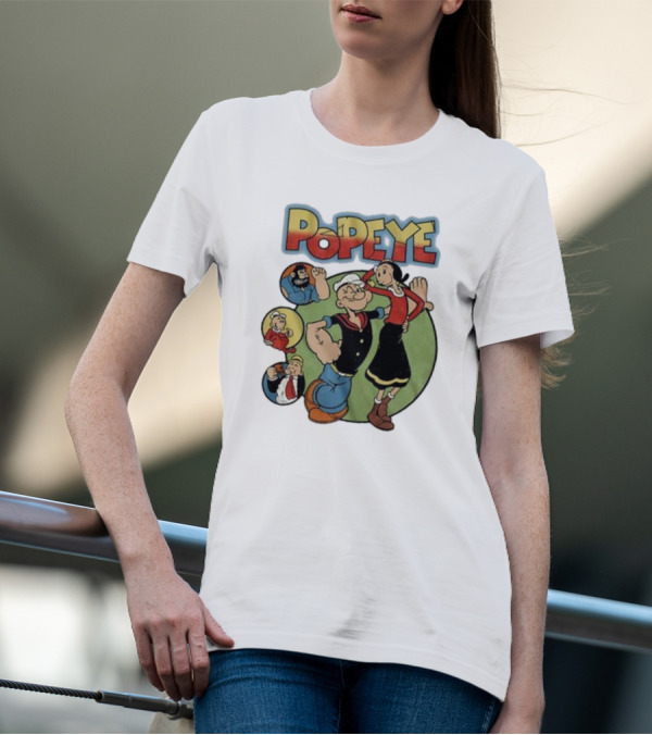Popeye And Olive Oyl Cartoon Characters Sailor Spinach Classic Animation T-Shirt