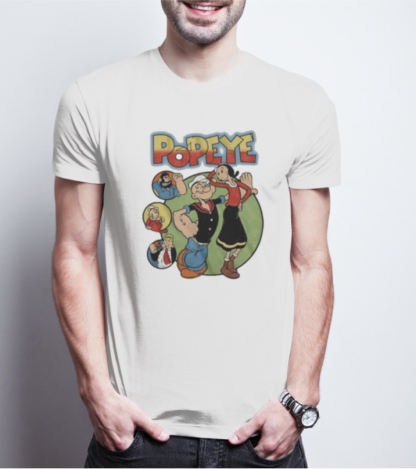Popeye And Olive Oyl Cartoon Characters Sailor Spinach Classic Animation T-Shirt