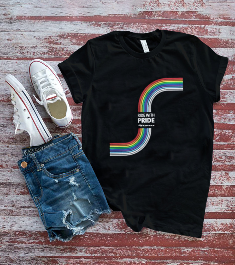 Ride With Pride Amtrak Rainbow Curve T-Shirt