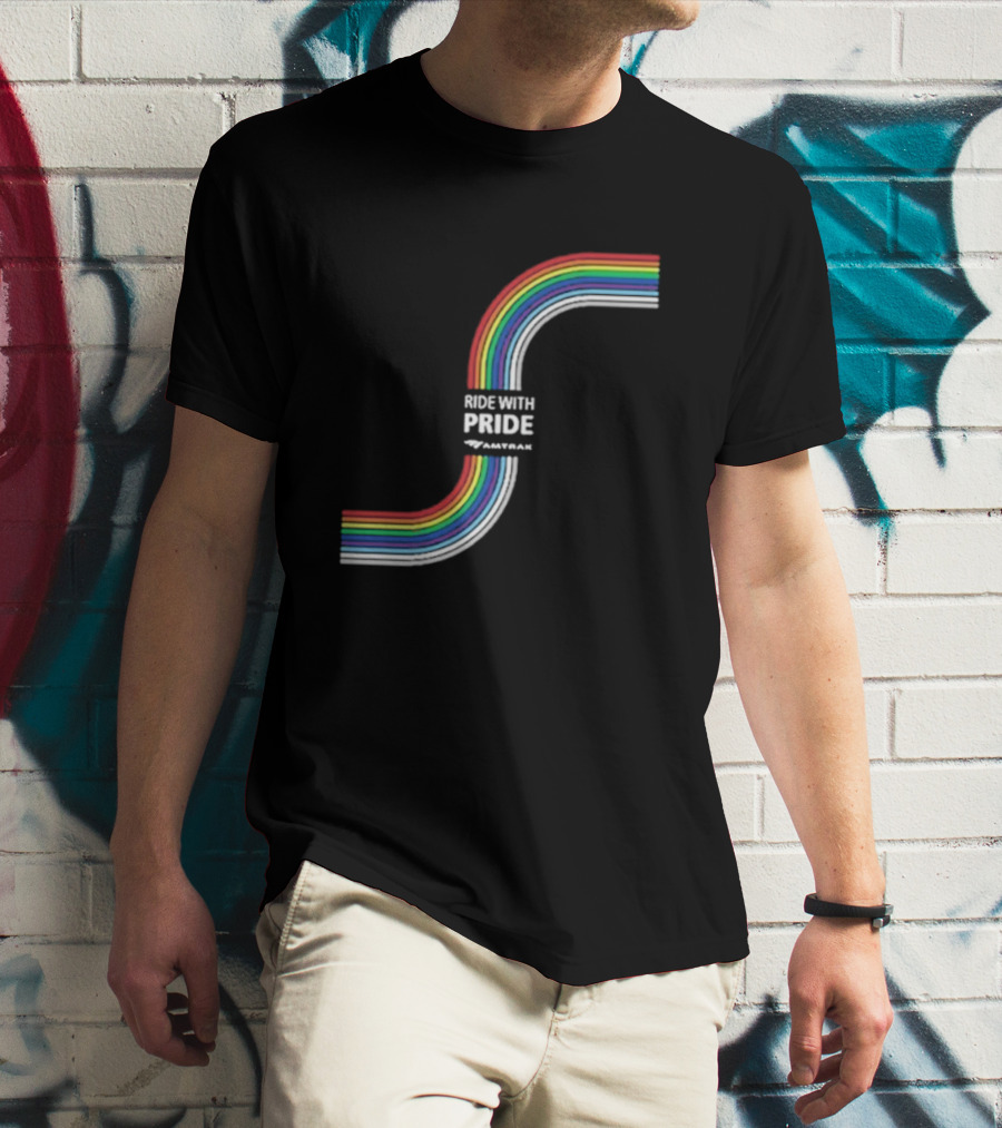 Ride With Pride Amtrak Rainbow Curve T-Shirt