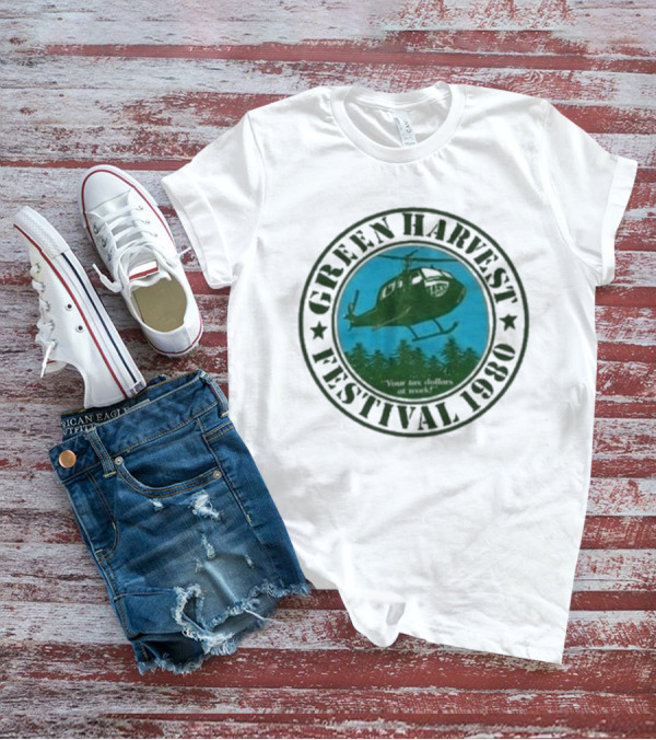 Green Harvest Festival Crazy Helicopter Forest Scene T-Shirt