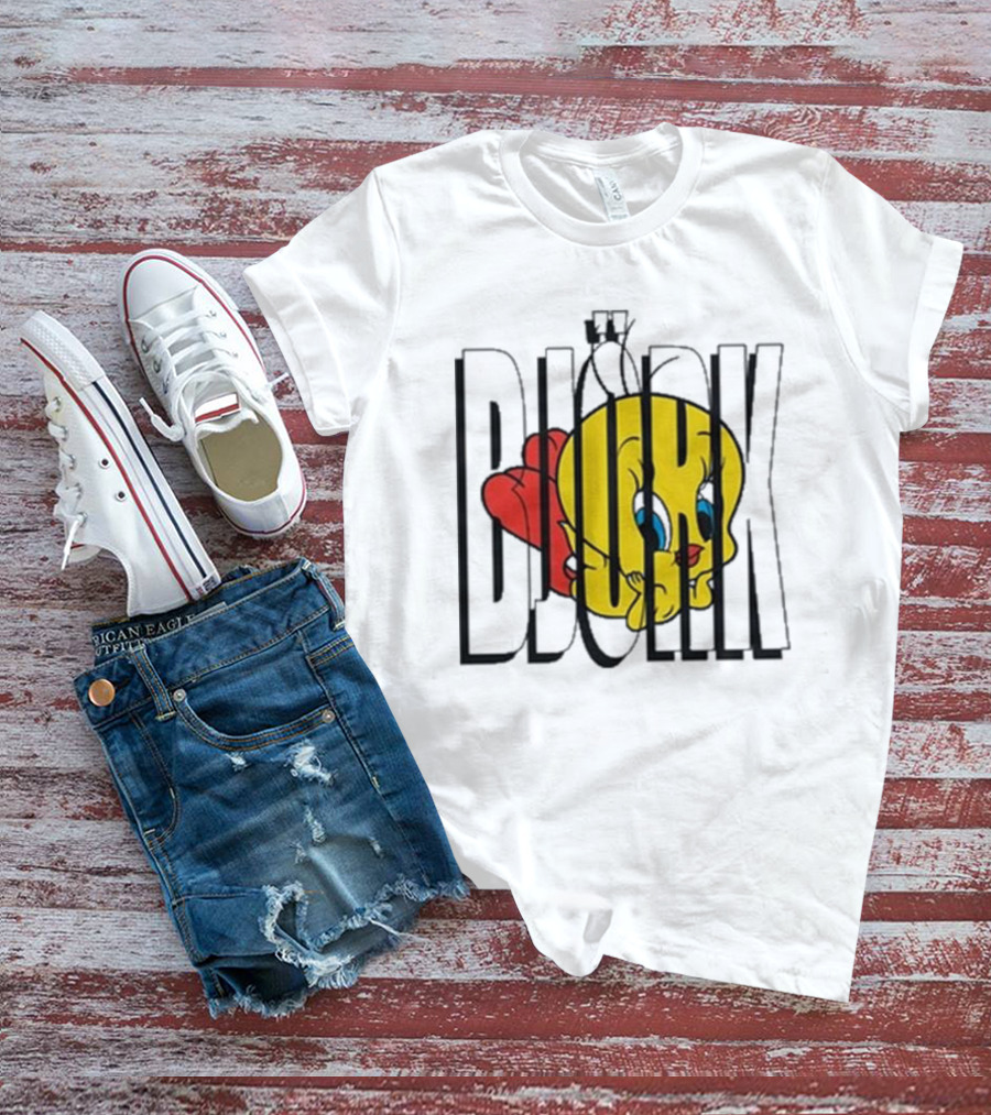 Lxix Apparel Tweety Bjork Bold Cartoon Contrast T-Shirt