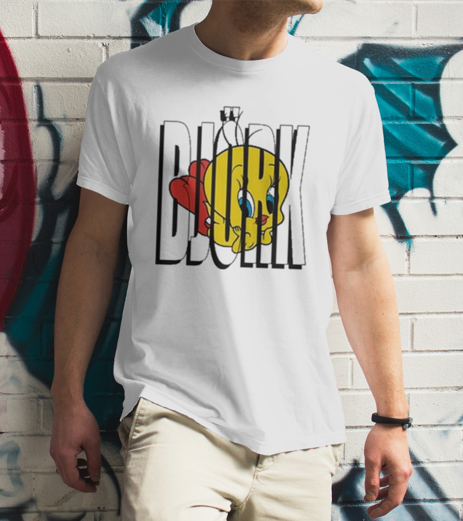 Lxix Apparel Tweety Bjork Bold Cartoon Contrast T-Shirt