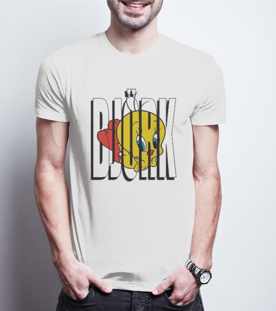 Lxix Apparel Tweety Bjork Bold Cartoon Contrast T-Shirt