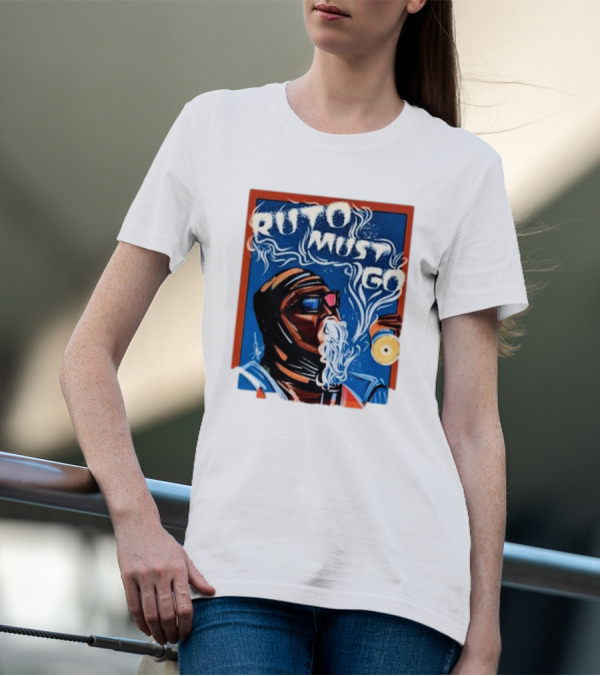 Ruto Must Go Bold Illustration With Smoking Character T-Shirt