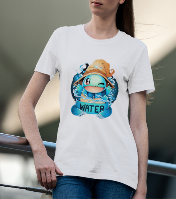 Squirtle Wizard Water Winking Blue Hat T-Shirt