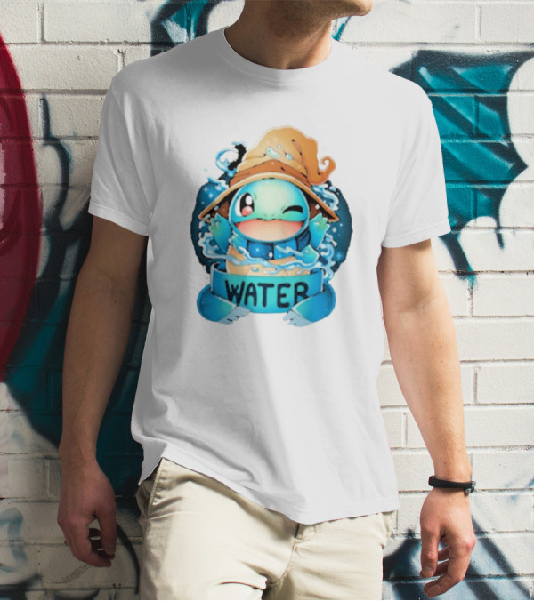 Squirtle Wizard Water Winking Blue Hat T-Shirt