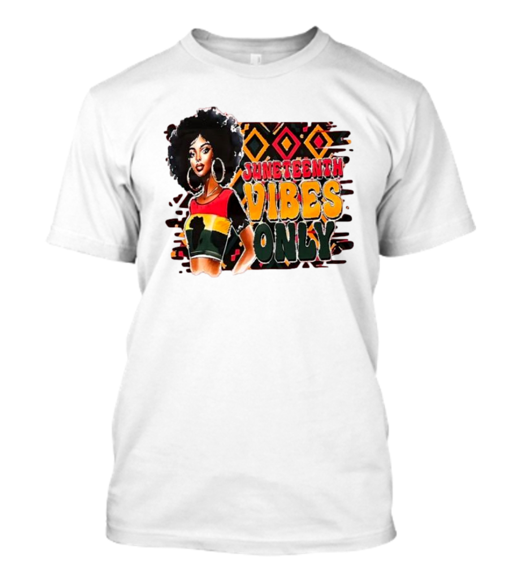 Juneteenth Vibes Only Girl 2024 African American Pride Afro T-Shirt