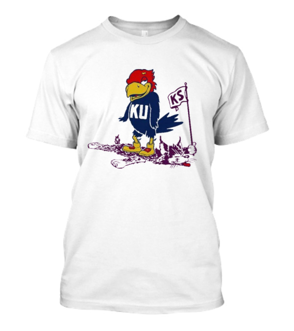 Kansas Jayhawks KU Vintage Rare Rivalry KS Mascot T-Shirt