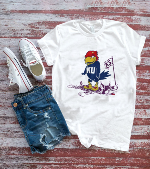 Kansas Jayhawks KU Vintage Rare Rivalry KS Mascot T-Shirt