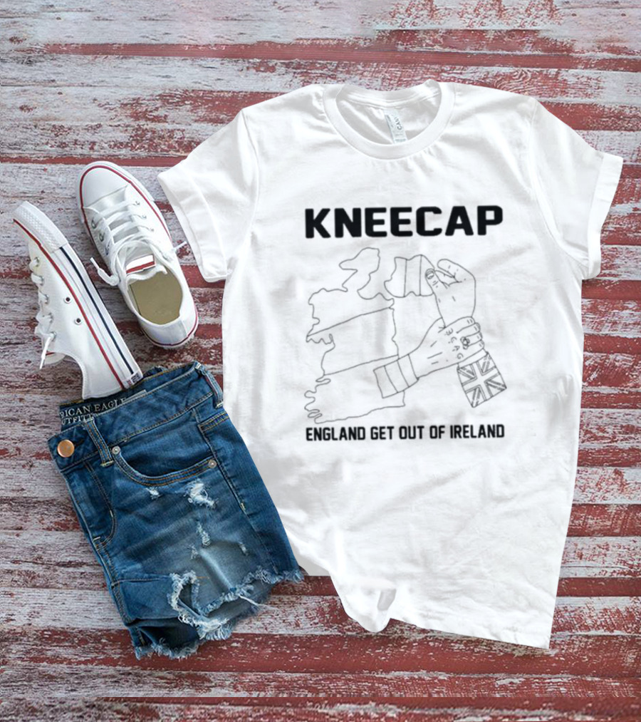 Kneecap England Get Out Of Ireland Map Hand Flag T-Shirt