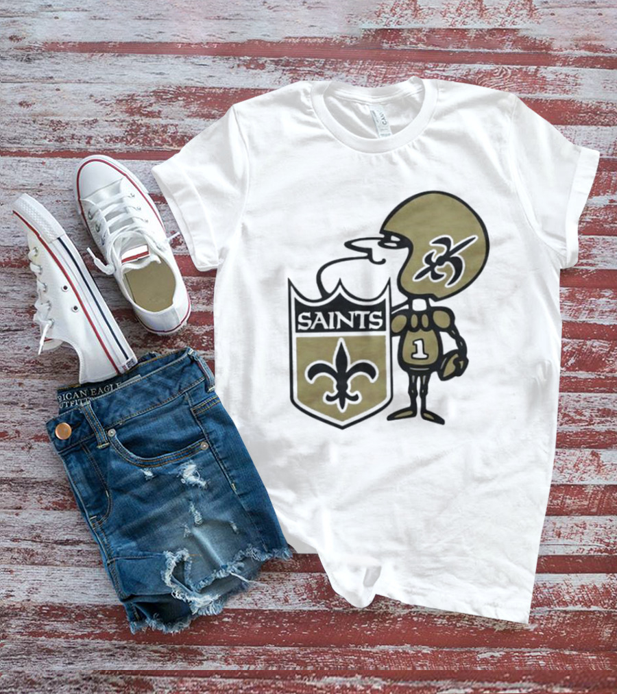 New Orleans Saints 1967 Alt Logo Fleur-de-Lis Football Player T-Shirt