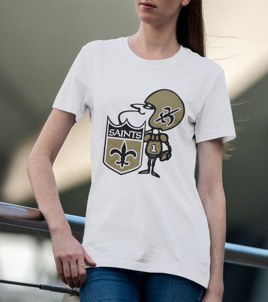 New Orleans Saints 1967 Alt Logo Fleur-de-Lis Football Player T-Shirt