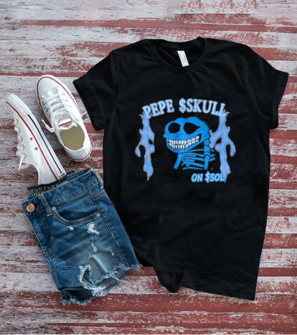 PEPE SKULL ON SOL Thunder Lightning Skeleton T-Shirt