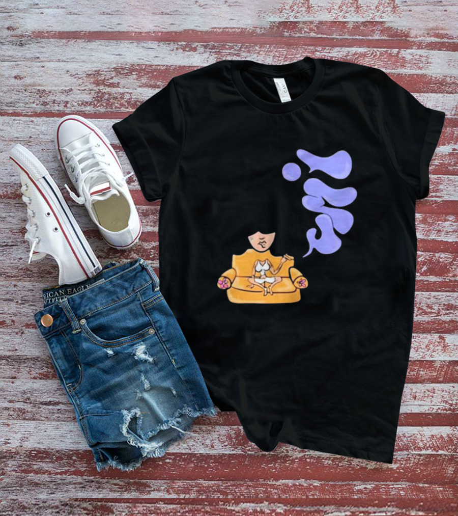 Umi Sitting On Couch With Whoisumi Stylized Smoke T-Shirt