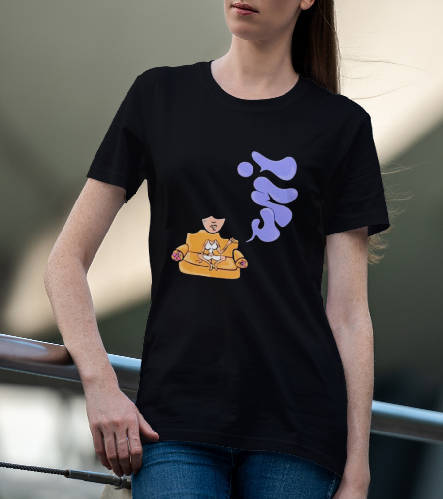 Umi Sitting On Couch With Whoisumi Stylized Smoke T-Shirt