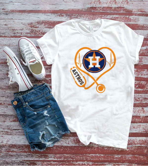 Heartbeat Nurse Love Houston Astros Stethoscope T-Shirt