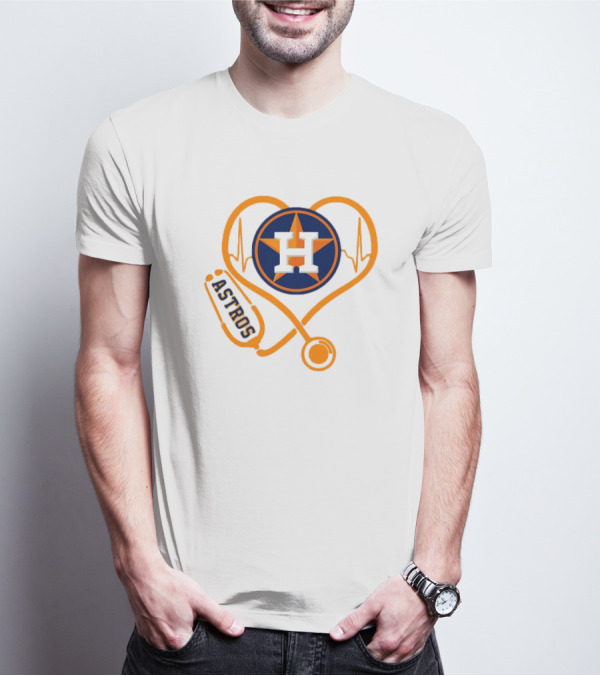 Heartbeat Nurse Love Houston Astros Stethoscope T-Shirt