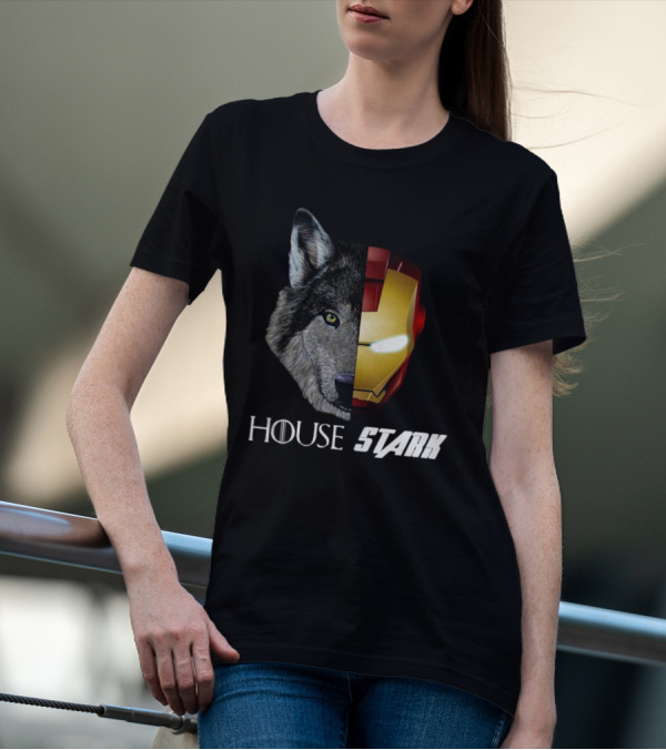 House Stark Iron Man Wolf Helm Stark T-Shirt