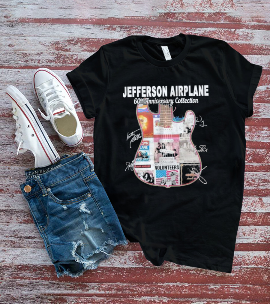 JEFFERSON AIRPLANE 60th Anniversary Collection Guitar Album Covers And Signatures T-Shirt