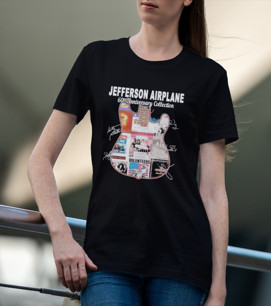 JEFFERSON AIRPLANE 60th Anniversary Collection Guitar Album Covers And Signatures T-Shirt