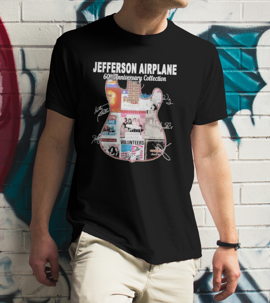 JEFFERSON AIRPLANE 60th Anniversary Collection Guitar Album Covers And Signatures T-Shirt