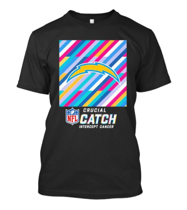 Los Angeles Chargers NFL 2024 Crucial Catch Intercept Cancer Multicolor T-Shirt