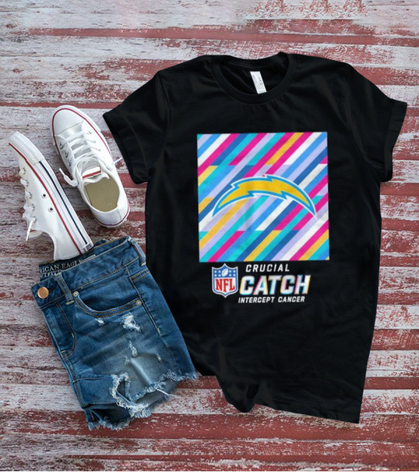Los Angeles Chargers NFL 2024 Crucial Catch Intercept Cancer Multicolor T-Shirt