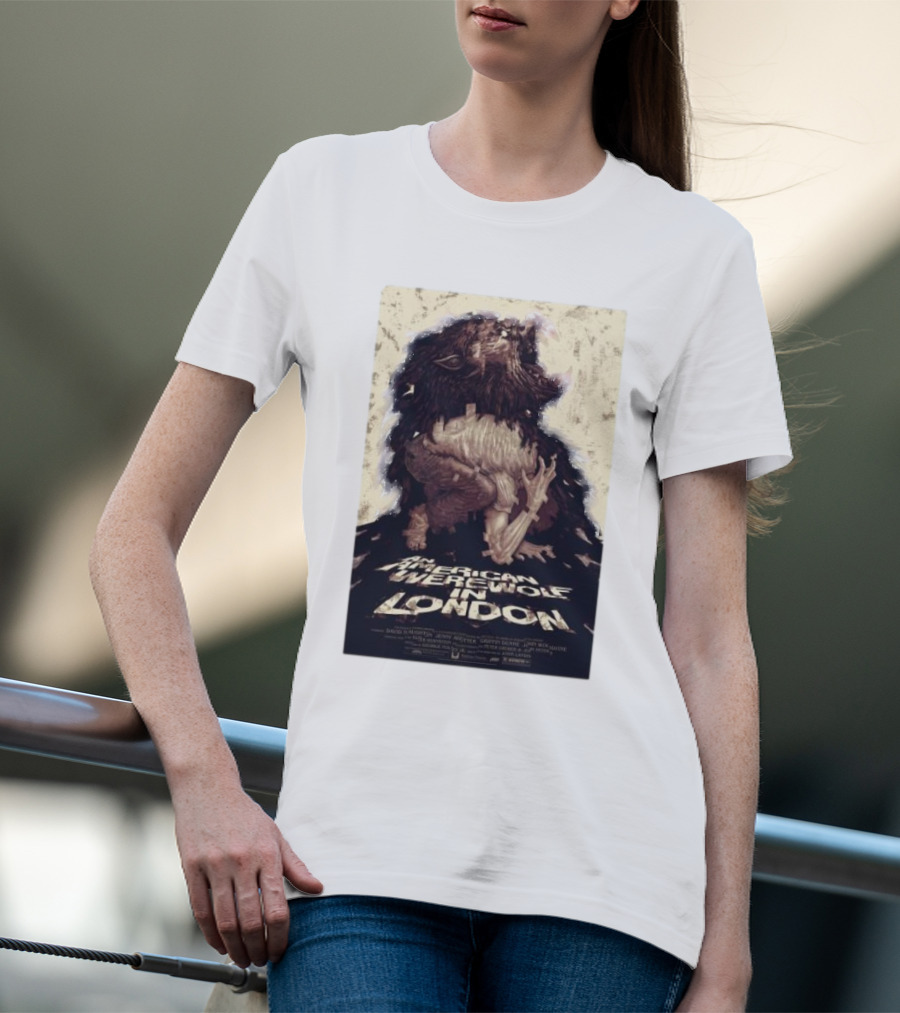 An American Werewolf In London Poster With Wolf Character T-Shirt