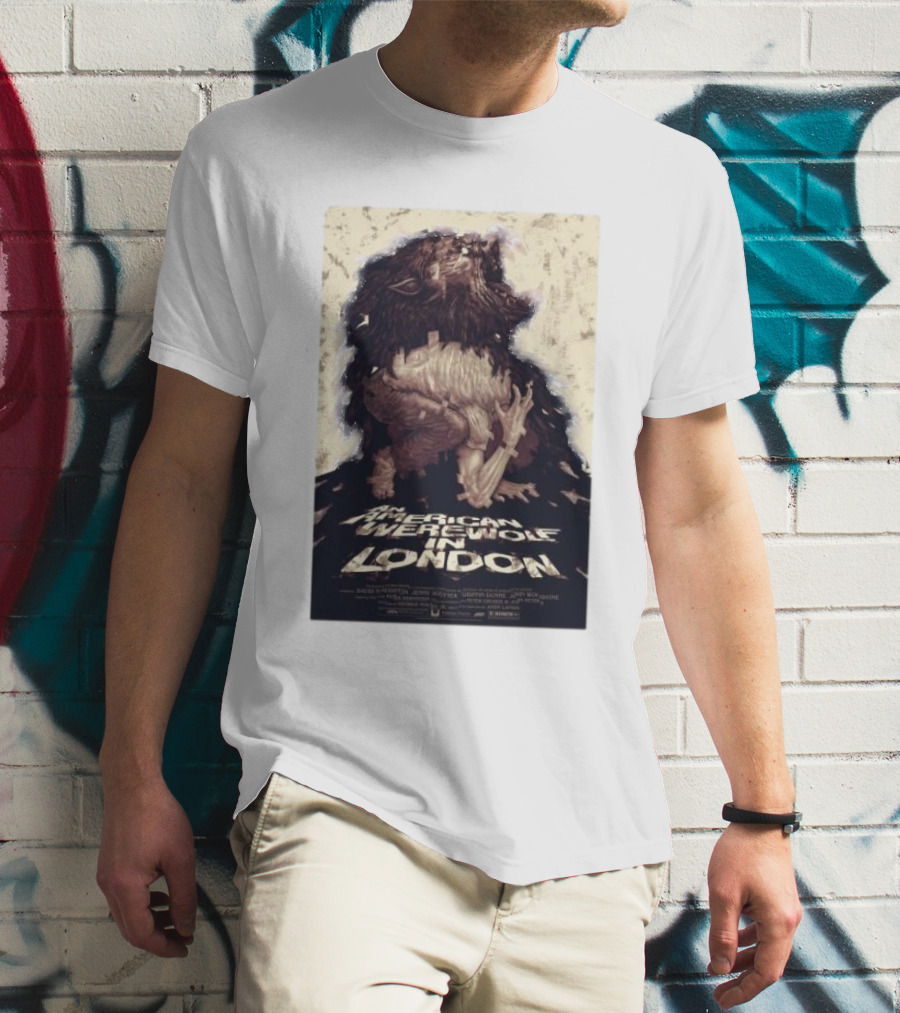An American Werewolf In London Poster With Wolf Character T-Shirt