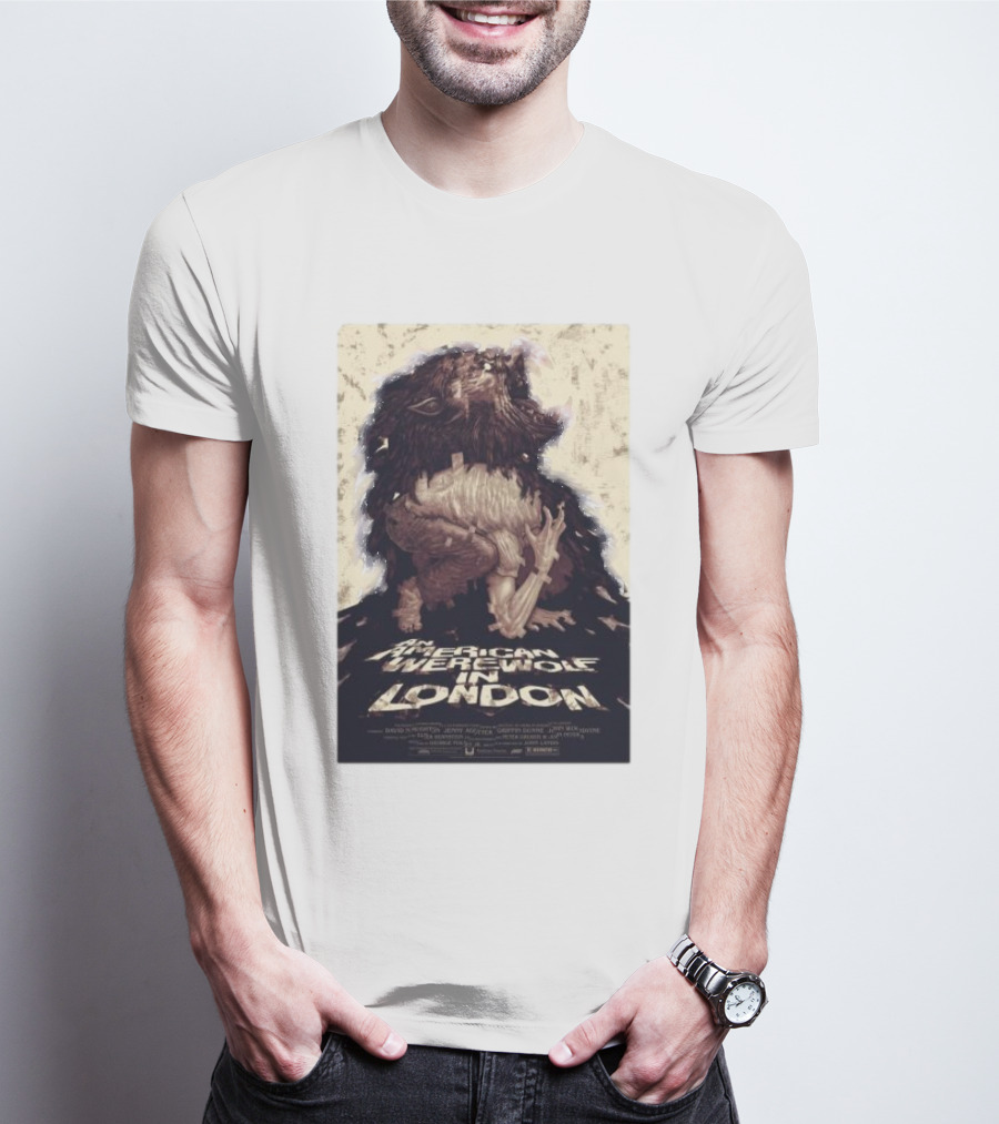 An American Werewolf In London Poster With Wolf Character T-Shirt