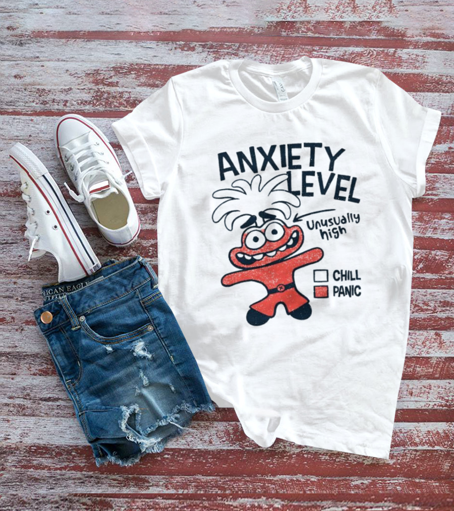 Anxiety Level Unusually High Chill Panic Cartoon Character T-Shirt