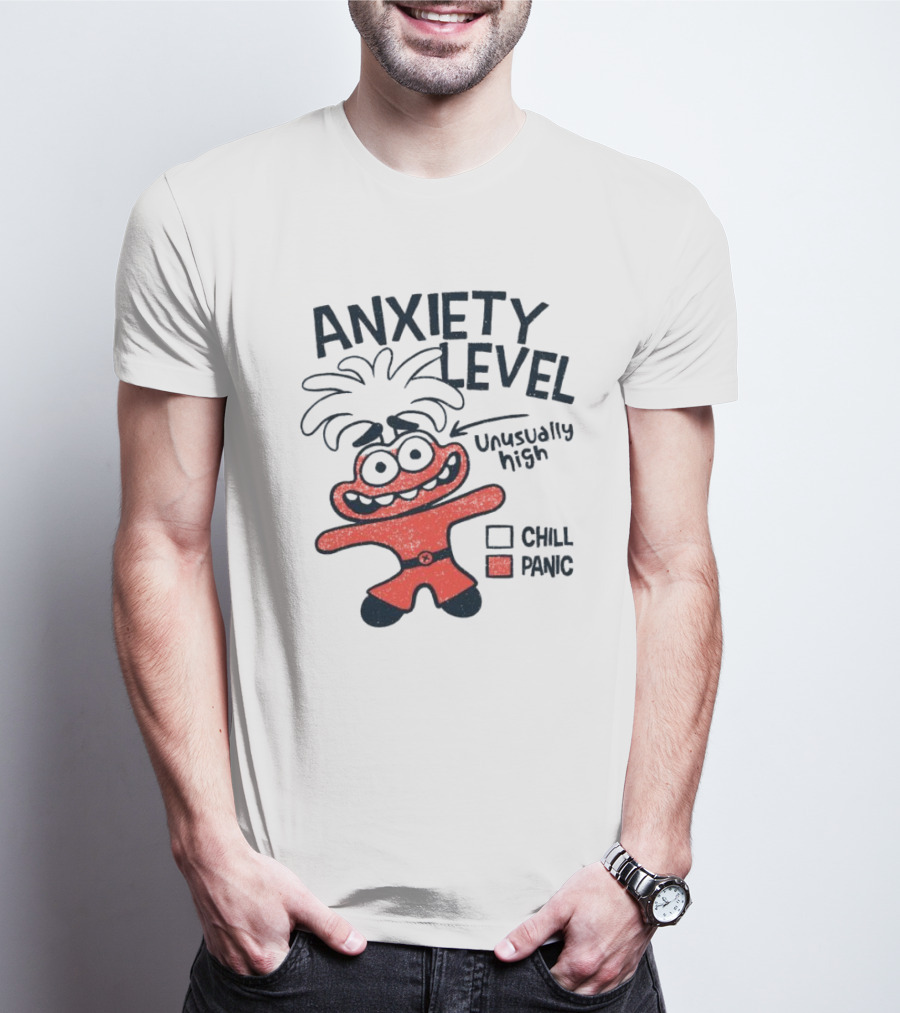 Anxiety Level Unusually High Chill Panic Cartoon Character T-Shirt