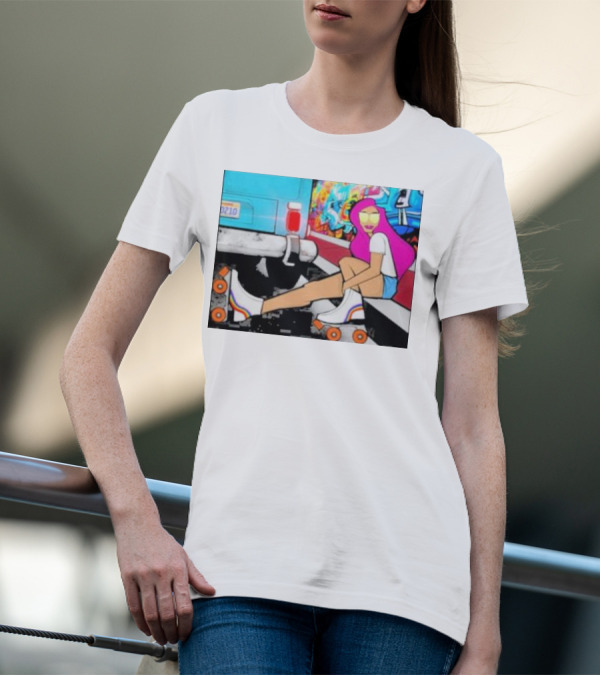 Tasha Vibrant Roller Skating Cali Street Art Vibe T-Shirt