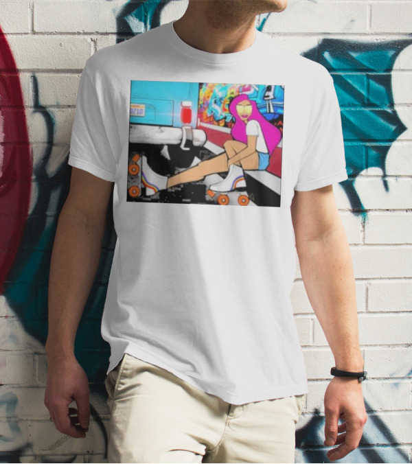 Tasha Vibrant Roller Skating Cali Street Art Vibe T-Shirt