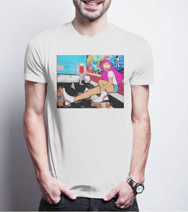 Tasha Vibrant Roller Skating Cali Street Art Vibe T-Shirt