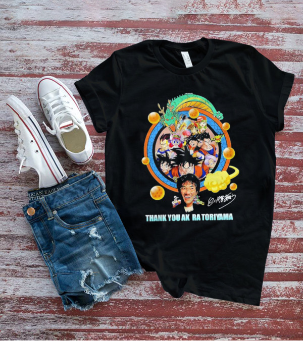 Thank You Akira Toriyama Dragon Ball Characters And Shenron With Dragon Balls T-Shirt