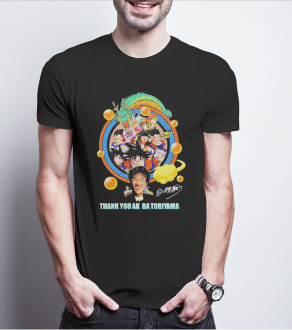 Thank You Akira Toriyama Dragon Ball Characters And Shenron With Dragon Balls T-Shirt