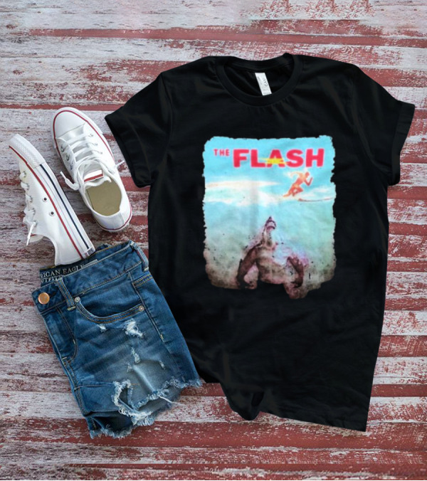 The Flash Running Above King Shark In Ocean T-Shirt