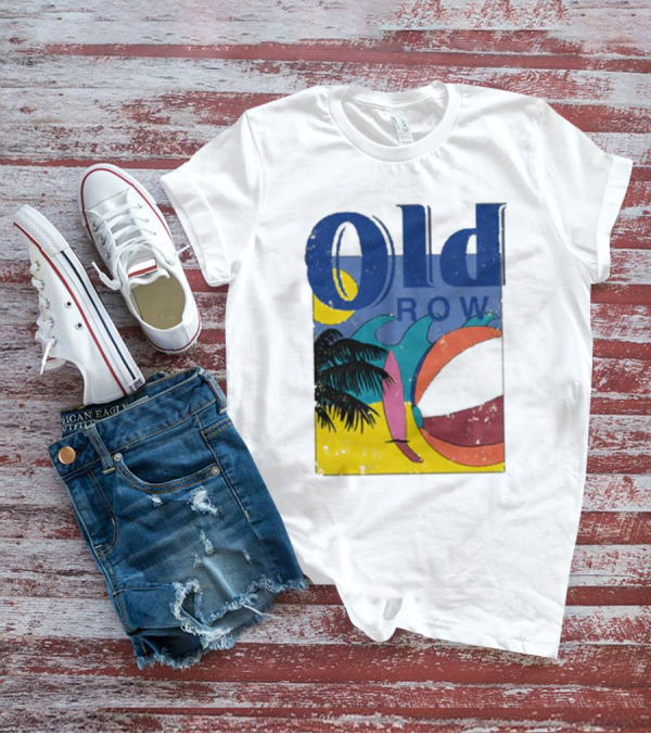 Old Row Beach Scene With Palm Trees And Beach Ball T-Shirt
