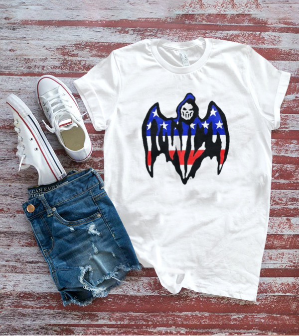 Warren Lotas Patriotic Stars And Stripes Winged Skull T-Shirt