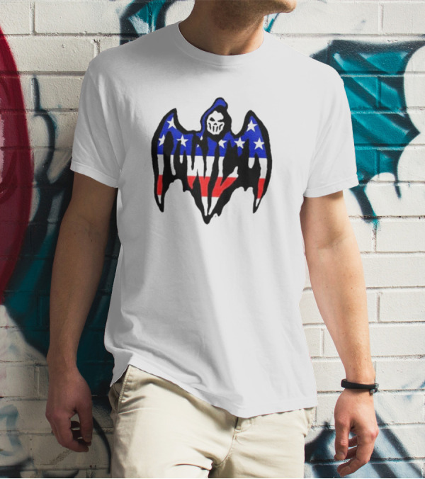 Warren Lotas Patriotic Stars And Stripes Winged Skull T-Shirt
