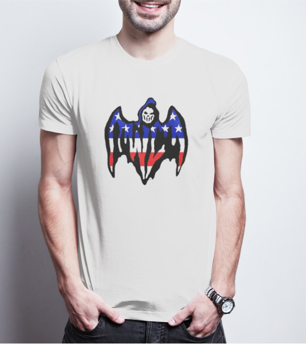 Warren Lotas Patriotic Stars And Stripes Winged Skull T-Shirt