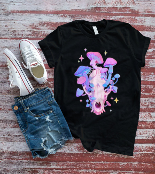 Simkaye Storenvy Magic Raccoon Skull Psychedelic Mushrooms Stars T-Shirt