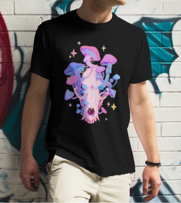 Simkaye Storenvy Magic Raccoon Skull Psychedelic Mushrooms Stars T-Shirt