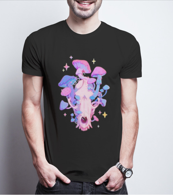 Simkaye Storenvy Magic Raccoon Skull Psychedelic Mushrooms Stars T-Shirt