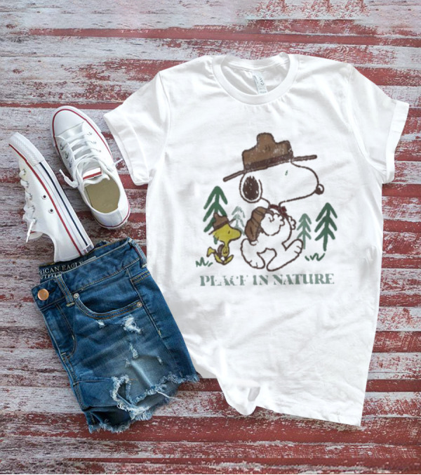 Snoopy Peace In Nature With Woodstock And Trees T-Shirt