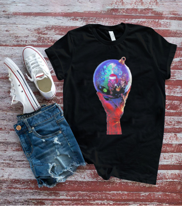 Spider-Man Christmas Ornament With Santa Hat Reflection T-Shirt