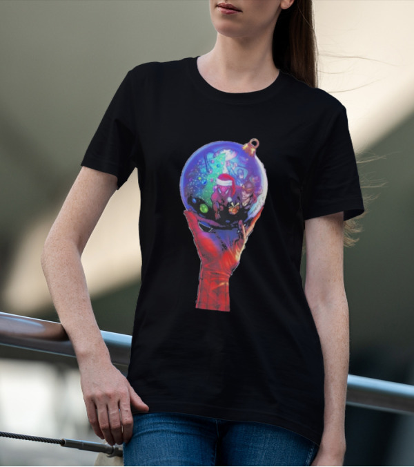 Spider-Man Christmas Ornament With Santa Hat Reflection T-Shirt