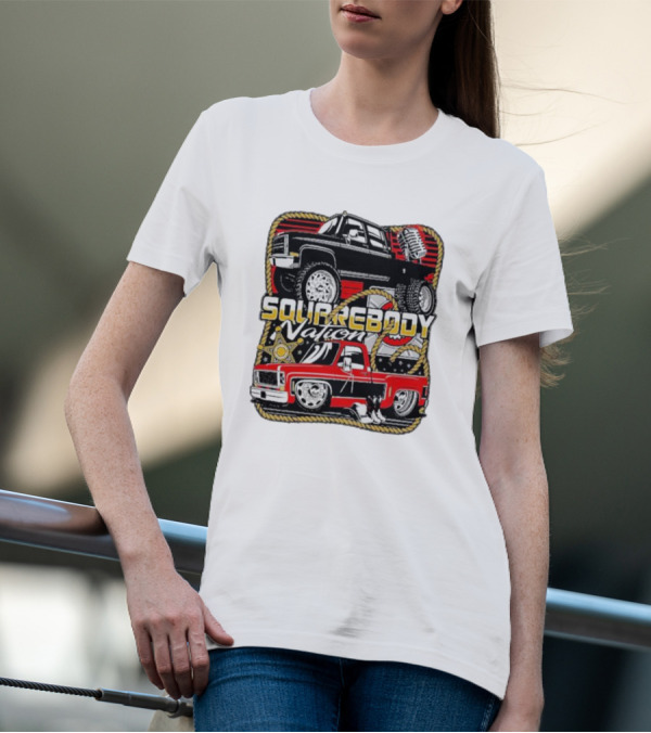 Squarebody Nation Pick Up Trucks And Cowboys Icons T-Shirt